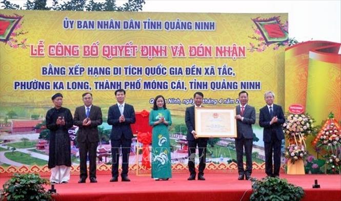 Quảng Ninh đón nhận Bằng xếp hạng Di tích quốc gia đền Xã Tắc